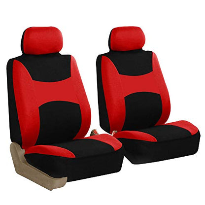 TLH Light & Breezy Flat Cloth Seat Covers Front, Airbag Compatible-Universal Fit for Cars, Auto, Trucks, SUV (Red) - color: Red