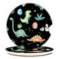 Cute Dinosaur Graffiti Ceramic Cup Holders - Pack of 2, Keep Cup Holders Clean and Dry, Drink Cup Car Holder Coasters with A Finger Notch - color: Dinosaur Graffiti
