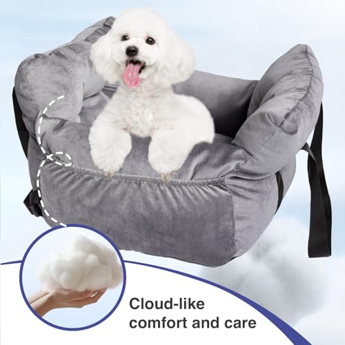 Pet Car Booster Seat for Small Dogs up to 25 lbs with Safety Straps, Storage Pockets, Travel Carrier Bed Booster Seat, Machine Washable (Gray) - color: Space Gray
