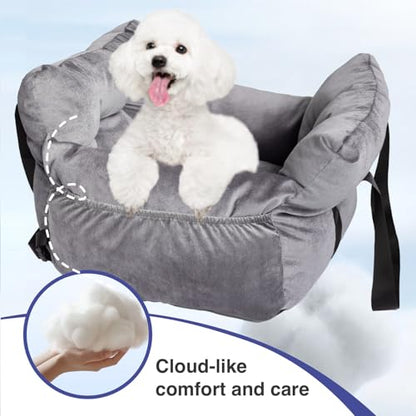 Pet Car Booster Seat for Small Dogs up to 25 lbs with Safety Straps, Storage Pockets, Travel Carrier Bed Booster Seat, Machine Washable (Gray) - color: Space Gray
