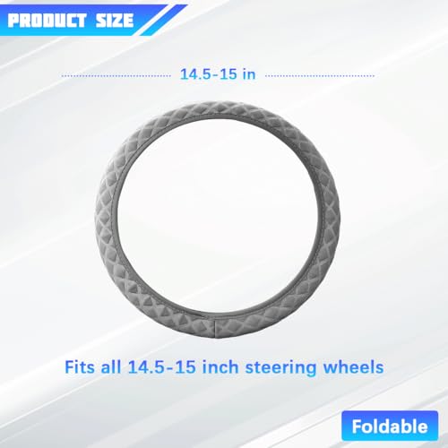 Elastic Stretch Car Steering Wheel Cover, 15Inch Breathable Ice Silk Vehicle Steering Wheel Protecter, Cool in Summer Automotive Interior Protection, Universal for SUV Sedan Truck (Gray) - color: Gray