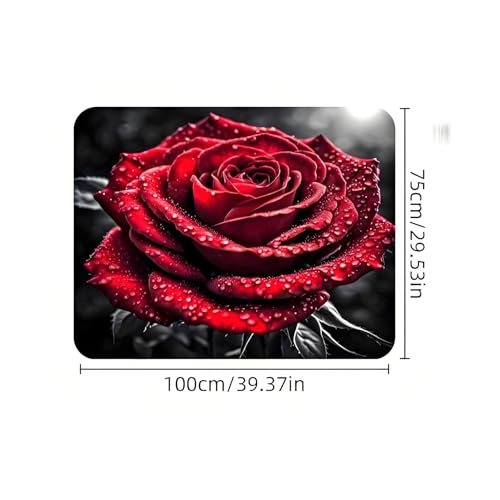 Universal Car Trunk Mat 29" x 39", Red Rose Pattern All Weather Trunk Protection Cargo Liner, Durable Cargo Mat Rear Trunk Liner, Stylish Vehicle Interior Accessories Suitable for Most Car Models - color: Red Rose Pattern