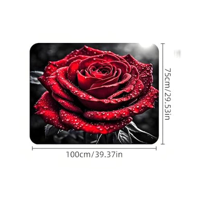 Universal Car Trunk Mat 29" x 39", Red Rose Pattern All Weather Trunk Protection Cargo Liner, Durable Cargo Mat Rear Trunk Liner, Stylish Vehicle Interior Accessories Suitable for Most Car Models - color: Red Rose Pattern