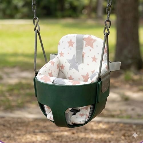 Padded Shopping Cart Cover for Baby Boy & Girl, High Chair Cover for Restaurant Seat, Machine Washable Infant Toddler Buggy Seat Cover,Compatible with High Back Full Bucket Swing(Star)