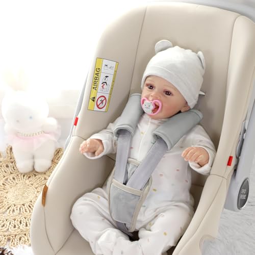 SWESEN Baby Car Seat Strap Covers, 3 Piece Soft Car Seat Strap Shoulder Pads for Baby Girls Boys, Double-Sided Use carseat Straps Covers for Stroller, Car Seats, Pushchair, Gray - color: Gray