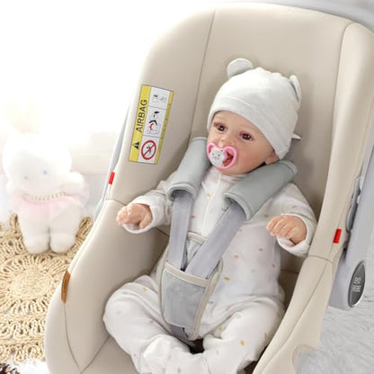 SWESEN Baby Car Seat Strap Covers, 3 Piece Soft Car Seat Strap Shoulder Pads for Baby Girls Boys, Double-Sided Use carseat Straps Covers for Stroller, Car Seats, Pushchair, Gray - color: Gray