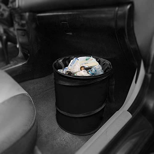 FH Group Automotive Waterproof Portable Collapsible Large Trash Can Garbage Container fits Most Cars,‎Polyethylene,SUVs, and Trucks Black - color: Black, style: Large
