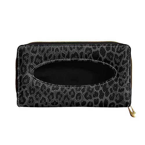 Biyejit Black Leopard Print Car Tissue Holder, Premium Sun Visor Napkin Case, Hanging Car Accessories Used to Organize Paper Towels and Storage Small Items - color: Black Leopard Print, size: 1 Pack