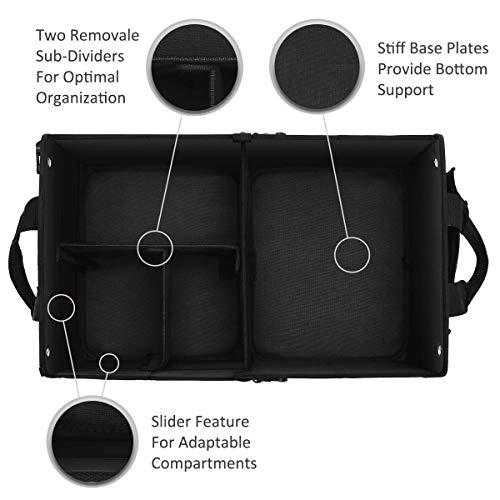 AUTOARK Multipurpose Car Trunk Organizer with Foldable Lid and Straps,Non-Slip Waterproof Bottom,Durable Collapsible Adjustable Compartments Cargo Storage,Navy Blue,AK-142