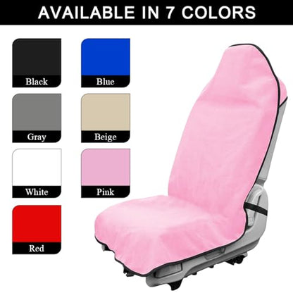 Waterproof Car Towel Seat Cover, Sweating Non-Slip Premium Towel Carseat Cover Protector, Universal Soft Machine Washable Car Truck SUV Front Seat Cover for Gym Workout Beach Hiking (Pink) - color: Pink, 1pc, Front