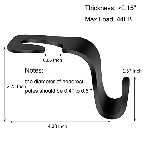 Car Seat Headrest Hook 4 Pack Vehicle Backpack Hooks Hanger Vehicles Holder Organizer for Purses,Bags,Cloths,Car Water Bottle Hook Seat Accessories - color: 4Pcs
