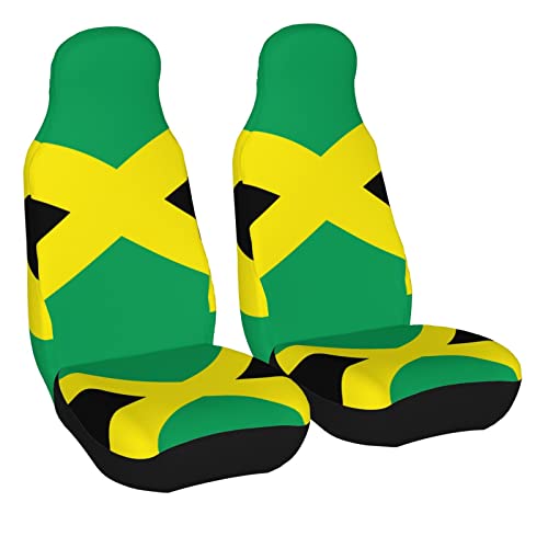 Dujiea Jamaica Flag Car Front Seat Covers 2 Pcs Universal Auto Seat Covers Front Seats Only, Vehicle Bucket Seat Protectors Fit for Most Car SUV Sedan and Truck - color: Jamaica Flag