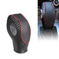 Car Gear Shift Knob Cover, Anti-slip Scratch Resistant Automatic Shifter Cover, Leather Hand-stitched Shift Boot Head Protector, Compatible with Ford Focus Fiesta Fusion Escape (Red) - color: Red