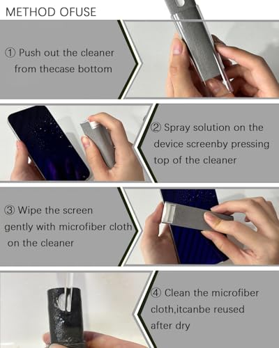 Screen Cleaner Car Screen Cleaner Spray and Wipe Car Stuff Mini Cleaning Kit for Travel Car Display iPhone iPad Computer Laptop Tablet MacBook Cell Phone Eyeglasses(2 Units) - color: 2Grey