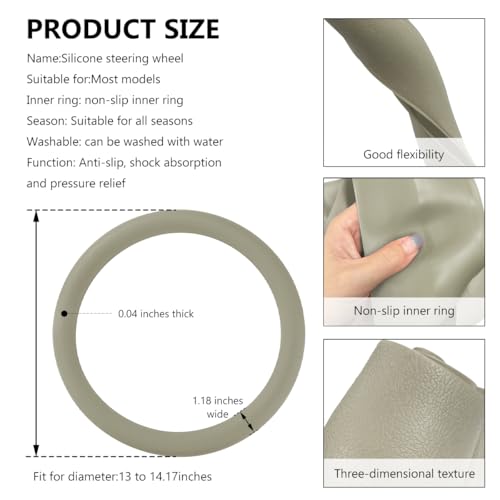 Car Steering Wheel Cover, 13 to 14 Inches Non-Slip Soft Silicone Steering Wheel Protector, Stretchable Elastic Steering Wheel Cover Fits Most Cars for Men and Women (Beige) - color: Beige