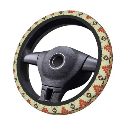 Ethnic Aztec Geometric Native Boho Car Steering Wheel Cover,Non-Slip Elastic Neoprene-Sweat Car Accessories,Universal 15 Inch Fit Auto, Vans Trucks,Suvs, Truck - color: Ethnic Aztec