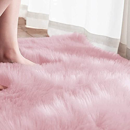 Maples 1 PC Fluffy Fuzzy Faux Sheepskin Wool Fur Car Seat Cover for Auto SUV Trucks Universal Fit, Soft Plush Synthetic Wool Buck Fur Car Seat Cushions (Pink) - color: Pink