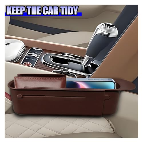 YoRise Car Seat Gap Filler, Multifunctional Car Seat Organizer, Phone Holder Between Seats & Console, Automotive Storage Box Accessories for Keys, Sunglasses, Cards, Phones (Brown) - color: Brown