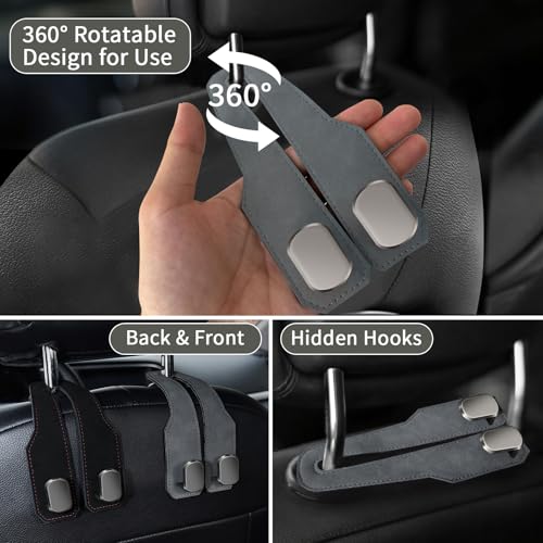 Car Seat Headrest Hooks for Purses and Bags, 2 Pack Bag Purse Holder for Car With Double Metal Hooks, Car Purse Hanger, Headrest Back Seat Handbags Hook Cute Hanging Accessories, Grey - color: Grey 2pcs