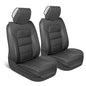 Motorbox Classic Edition Seat Covers, Premium Faux Leather Seat Covers for Cars Trucks Vans SUV, Semi Custom Fit Car Seat Covers Front Seats Only, Automotive Interior Cover - Black - color: Black Front Seats
