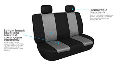 FH Group Full Set Car Seat Covers Classic Cloth Universal Fit Gray Seat Covers,Washable High Back Combo Small Car Seat Cover Design Front Seat Covers Seat Cover for SUV, Sedan, Van, Car Accessories