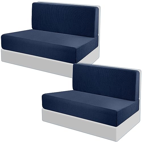 Tlswshsy RV Dinette Cushions - Stretch Sofa Seat Slipcovers - Washable Loveseat Sofa Furniture Protector for RV Camper Car Bench (Blue 2 Backrest & 2 Bench Covers) - color: Blue