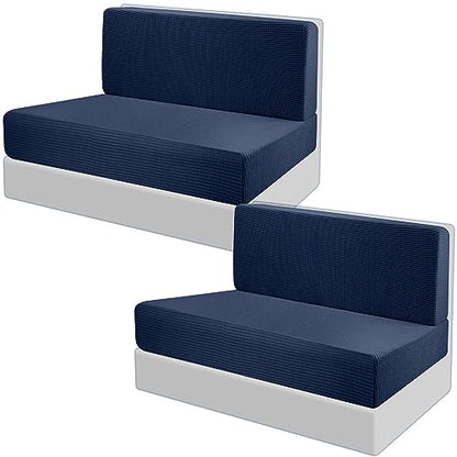Tlswshsy RV Dinette Cushions - Stretch Sofa Seat Slipcovers - Washable Loveseat Sofa Furniture Protector for RV Camper Car Bench (Blue 2 Backrest & 2 Bench Covers) - color: Blue