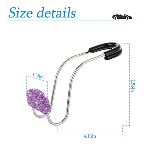 Car Headrest Hook, 2 Pack Bling Backseat Organizer Hanger for Purse Clothes Grocery Bag, Rhinestones Auto Headrest Storage Holder, Universal Car Seat Accessories for Most Vehicle (Purple) - color: Purple