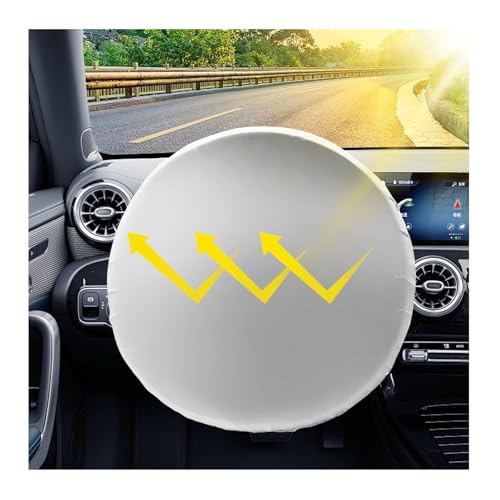 Steering Wheel Cover Sun Shade for Car,210T Titanium Silver Car Wheel Cover for Blocking Sunlight & Protecting Steering Wheels,Plus Size Steeringwheel Covers for 16.54" Diameter (Titanium Silver) - color: Titanium Silver