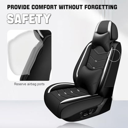 Car Seat Cover for KIA Soul 2010-2025, Driver's Seat Covers,Non-Slip Waterproof seat Cover,Wear-Resistant Nappa Leather car seat Covers. (Luxury 2 Seats/Black White) - color: Black White, size: Luxury 2 Seats
