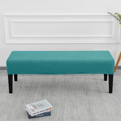 SPRINGRICO Stretch Dining Bench Cover, Removable Bench Slipcover Washable Bench Seat Protector Rectangle Bench Cover for Dining Room, Living Room, Bedroom, Kitchen (S1-Teal) - color: S1-teal