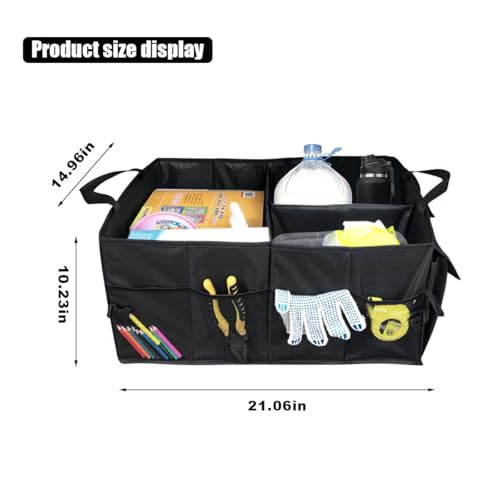 Trunk Organizer for Car - Collapsible Car Storage Organizer with 3 Compartments - Foldable Car Trunk Organizer for SUVs & Sedans - Waterproof Storage Container Box Car Organizer (1PCS)