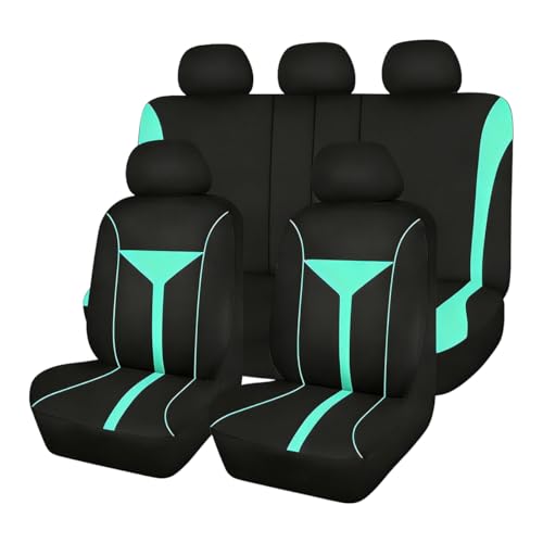 Osilly Car Seat Cover Full Set, Soft Breathable Sporty Vehicle Interior Seat Protector, Comfortable Automotive Front and Rear Split Bench Cover, Universal Fit (Mint Green/Black) - color: Mint Green/Black