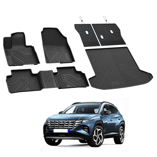 LASFIT Floor Mats & Cargo Mat with Seatback for Hyundai Tucson Gas 2026 2025 2024 2023 2022 SEL/SEL Convenience/SE/XRT, All Weather TPE Car Mats Custom Fit Tucson 2022-2026 Floor Liners & Trunk Mat
