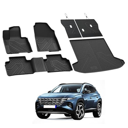 LASFIT Floor Mats & Cargo Mat with Seatback for Hyundai Tucson Gas 2026 2025 2024 2023 2022 SEL/SEL Convenience/SE/XRT, All Weather TPE Car Mats Custom Fit Tucson 2022-2026 Floor Liners & Trunk Mat