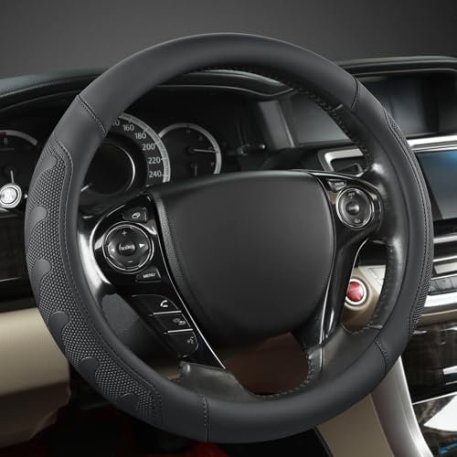 GIANT PANDA Microfiber Leather Steering Wheel Cover for Honda Accord,Civic,CR-V,HR-V,Pilot(Black-Standard Size) - color: A-Black, size: Standard size (14.5''-15'')