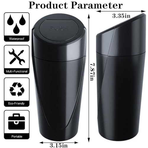 Car Trash Can Bin with Lid - 2 Packs Garbage Can Cup Holder - Black Mini Leakproof Vehicle Trash Bin with 40pcs Trash Bags - Car Organizers and Storage for Front Back Seat Accessories