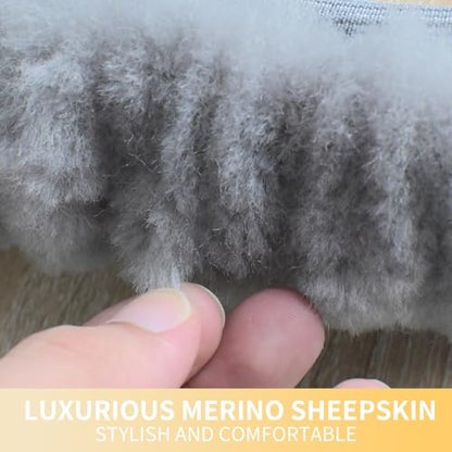 AEGIS Cover Sheepskin Steering Wheel Cover Premium Luxury AUS Genuine Merino Wool All-Season Non-Slip for Cars Fits 14.5-15.5" Wheels (Steel Grey) - color: SG