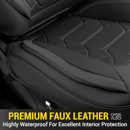 OASIS AUTO Custom Fit Seat Covers Compatible with Jeep Wrangler JL Unlimited (2018-2026) 4-Door, Waterproof Faux Leather, Fits Rubicon Sahara Sport (Black) - color: Black, size: 2018-2026 JL 4-Door