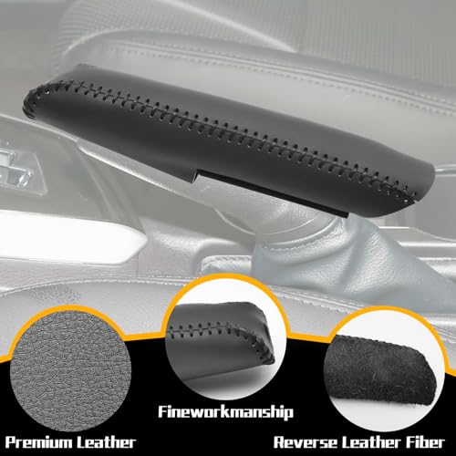 Genuine Leather Handbrake Protector Cover Compatible with Toyota Corolla 2014-2018 Anti-Slip Hand Brake Parking Lever Sleeve Black