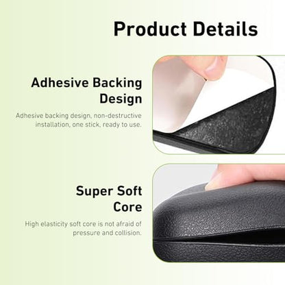 2 PCS Car Door Elbow Armrest Pads, Scratch-Resistant Soft Leather Knee Cushion for Leg Support, Car Interior Center Console Support Pillow, Universal for Most Vehicles (Black)