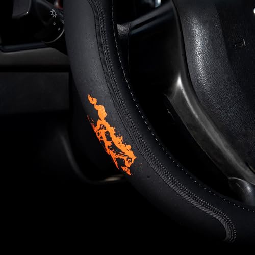 Custom-fit Steering Wheel Cover, Premium Leather Car Cover, Non-Slip, Breathable Red Horse - color: coverredhorse