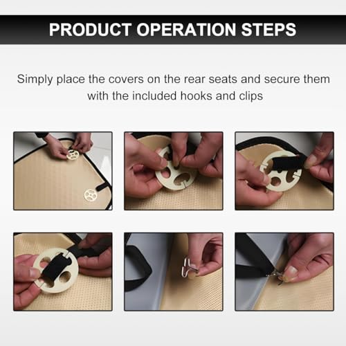 Front Car Seat Cover, Anti-Slip Breathable Linen Bottom Seat Protector Covers with Storage Pockets, Universal Front Driver Seat Pad Mat for Cars SUVs Truck Van (Beige)