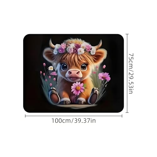 Universal Car Trunk Mat 29" x 39", Cute Cow and Flower All Weather Trunk Protection Cargo Liner, Durable Cargo Mat Rear Trunk Liner, Stylish Vehicle Interior Accessories Suitable for Most Car Models - color: Cute Cow and Flower