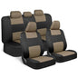 BDK PolyPro Car Seat Covers Full Set in Beige on Black – Front and Rear Split Bench Seat Covers for Cars, Easy to Install Car Seat Cover Set, Car Accessories for Auto Trucks Van SUV - color: Beige/Black