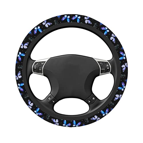Butterflies Steering Wheel Cover Anti-Slip,Sweat Absorption Universal 15 inch Steering Wheel Covers Cute car Accessories for Men Women - color: 4