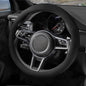 Suede Steering Wheel Cover with Upgraded Silicone Inner Ring, Anti Heat, Breathable, Anti-Slip, Leather Universal 14.5 to 15 inch Steering Wheel Cover (Pure Black) - style: Pure Black
