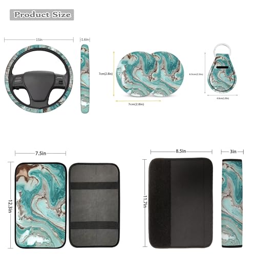Forchrinse Cartoon Ladybug Car Seat Covers Full Set,15Pack Ladybug Auto Accessories Set-Front Back Seat Cover Steering Wheel Cover Seatbelt Pads Handbrake Gearshift Cover Garbage Can - color: Cartoon Ladybug