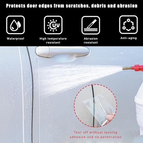 povtii Car Door Edge Guard Door Sill Protector, Automotive Anti-Collision Strip for Car Door Edge, Adhesive Tape Auto Door Entry Protection Film, Universal Car Accessories (10CM*10M), Transparent