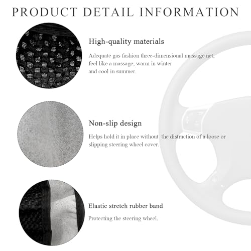 Yourkar Elastic Steering Wheel Cover, 15"×15" Comfy Breathable Stretch Steering Wheel Protector, Ice-Silk Cloth Polyester Steering Wheel Cover for Men Women, Car Accessories (Black) - color: Black